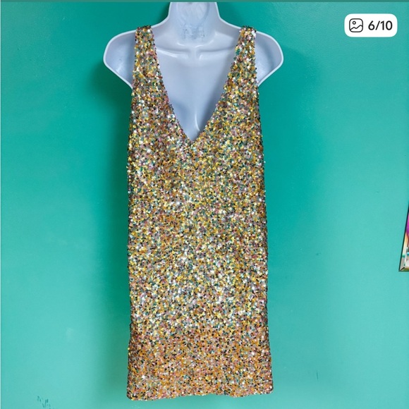 Sezane Robe Bridget Sequins Pastel Mini Dress - Picture 9 of 13